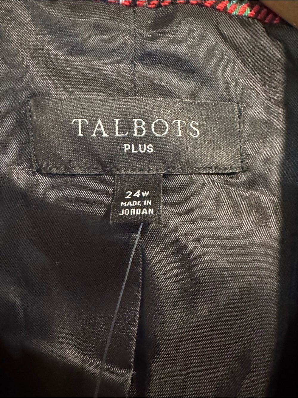 Talbots Tartan Log Fire Plaid Open Front Blazer 24W Holiday Heritage Preppy NEW - Picture 4 of 10
